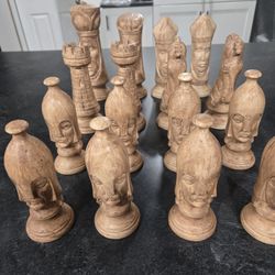 Lot Of 16 Vintage Ceramic Chess Pieces