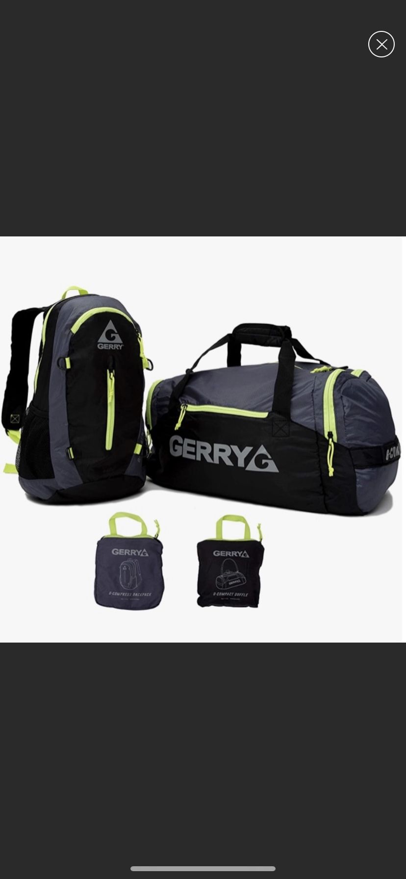Gerry Outdoor 2 pack Lightweight Packable Backpack and Duffel Bag
