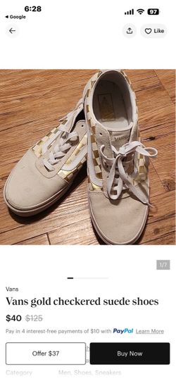 Vans Old Skool Gold Checkered Suede Sneakers