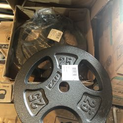 Pair Of 25lb Plate 1inch Weights New Total Of 50lbs