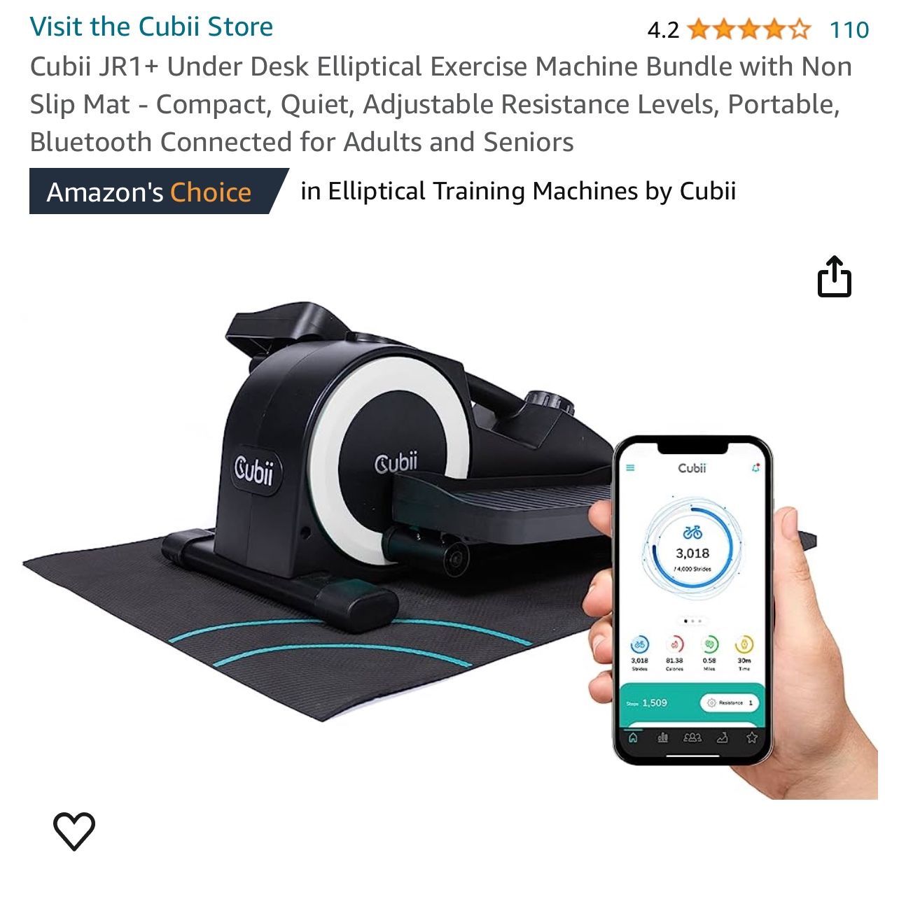 New Cubii JR Under Desk Elliptical Exercise Machine 