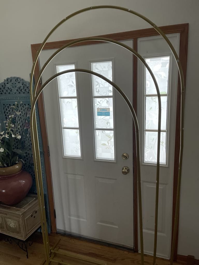Wedding Arches for Ceremony with Stand, Three Curved Arch for Outdoor Indoor Rustic Wedding Ceremony Garden Yard Bridal Party Decoration (Color : Gold