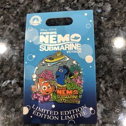 Disney Parks Pixar Finding Nemo Submarine Voyage 15th Anniversary Limited Edition. Size 1 3/4 inches wide by  1 3/4 inches long.  Brand new on origina