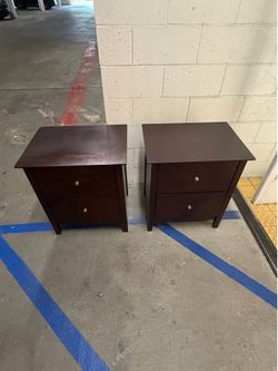 Pair of Espresso Brown 2-Drawer Nightstands – Great Condition