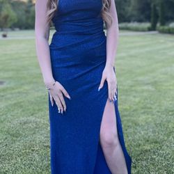 Blue Glitter Prom Dress (Size Medium) read description!! 