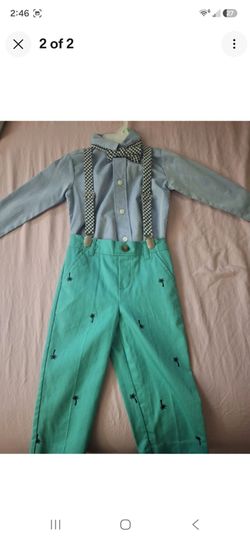 Boys Dress Outfit with Suspenders and Bow Tie