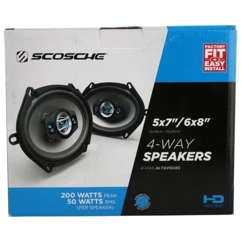 Scosche #HD57684 5x7/6x8 4-Way Speakers 200 Watts