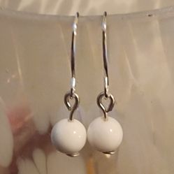 White Shell And Silver Earrings 
