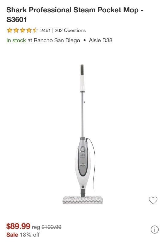 NEW: Shark Professional Super-Heated Steam Pocket Mop for Floors | S3601