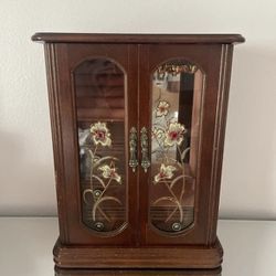Vintage 80’s Wooden Jewelry Organizer Box 