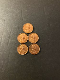 Coins - Brilliant Uncirculated Lincoln  Pennies - 1960P Philadelphia mint (regular size date) – Total 5 coins