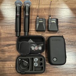 Shure 2x ULXD1 Wireless Bodypacks + 2x ULXD2 Wireless Handheld Beta58a Microphone Transmitters - G50