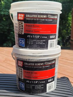 Grip Rite Collated Drywall Screws #6 x 1-1/4" – 2 Buckets