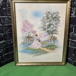 Vintage Oil Painting- Woman In Garden