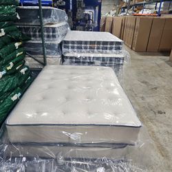 New Mattress, Boxprings And Metal Frame. All Sizes Available Twin At $99. Hablamos Español.