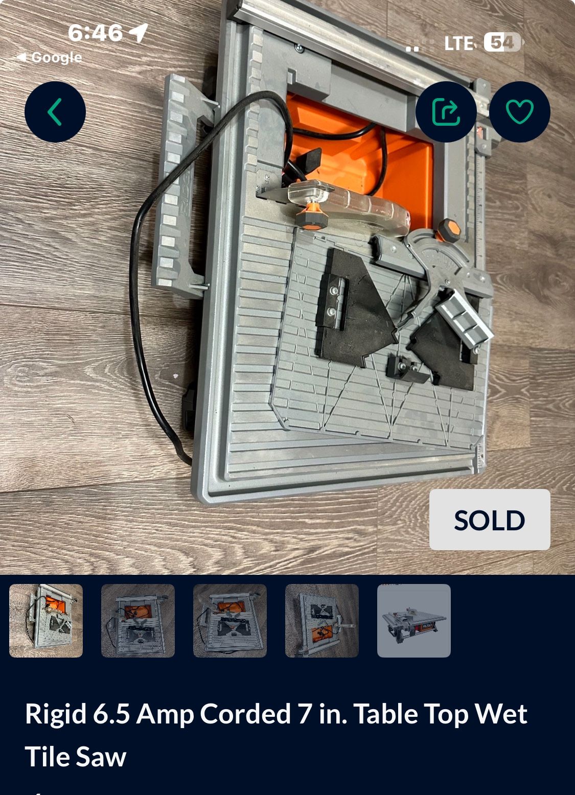 Ridgid 6.5 Amp corded Table Top Wet Tile Saw