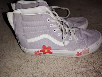 kids purple Vans flower shoes size 3