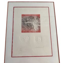 Hoi Lebadang Botanical Scene LE Lithograph with Embossed Images Signed Framed Vietnamese French Art