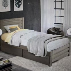 Twin Wood Platform BED W/ Drawer