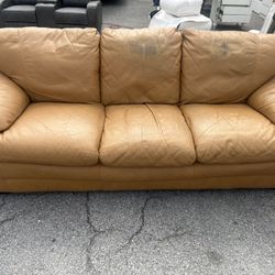 Real Leather Camel Sofa 