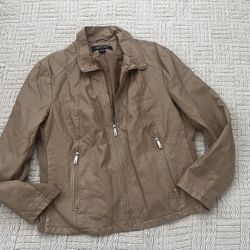 $10 Tan Faux Leather Jacket Size 2XL