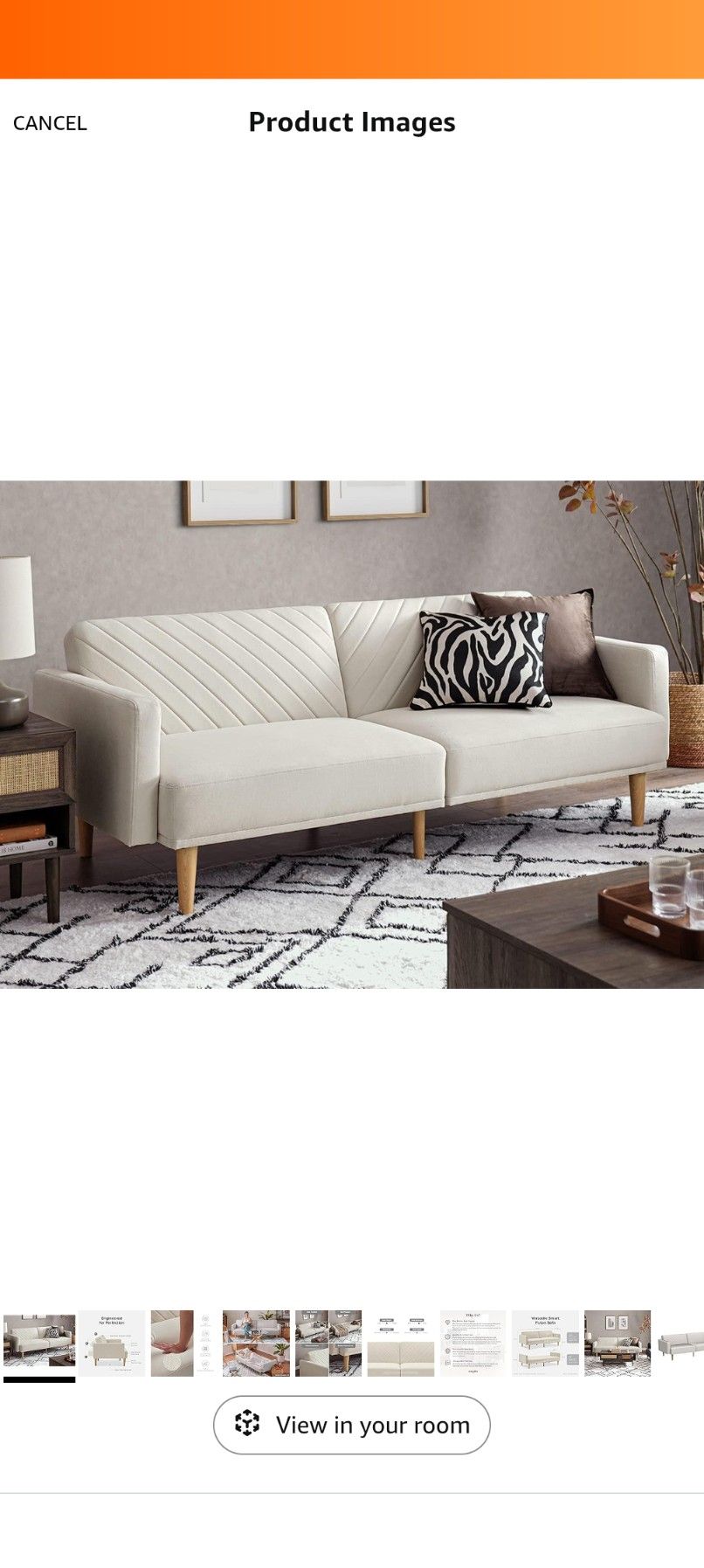 Futon Couch Twin Size (Cream Color) $200 OBO