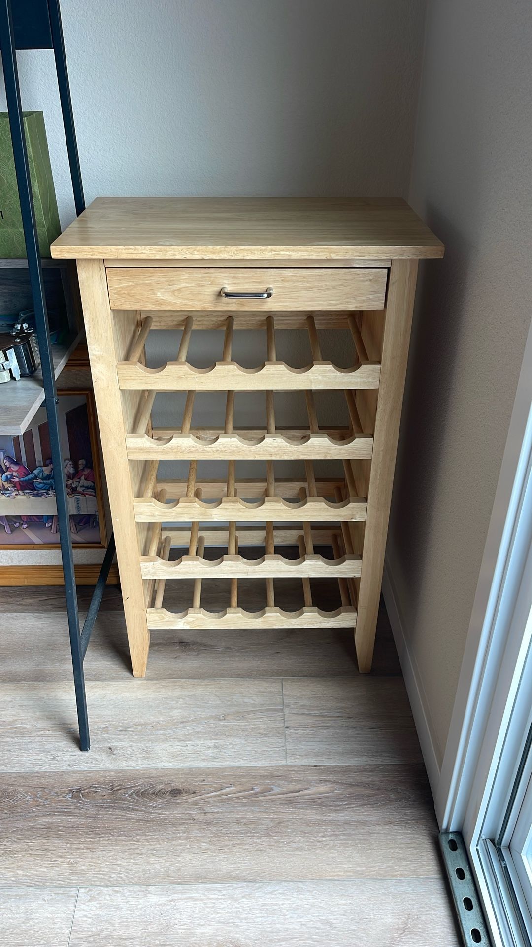 Wine Rack 25 Bottles With Top Drawer Wood
