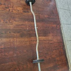 Weight Lifting Stainless steel Bar with weight Plates.   See DESCRIPTION plz