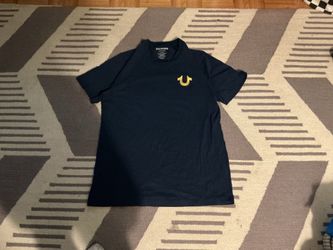 True religion t shirt vintage size large navy and gold