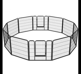 Black 12 Panels Metal Dog Playpen, 0.59" L X 32" W X 32" H