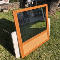 Large Solid Wood Mirror W/ Cork Board