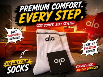 ALO Half Crew Socks – White/Black