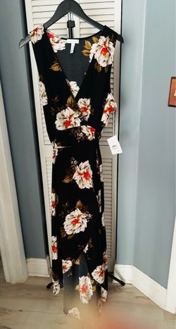 Black Floral Wrap Maxi Dress