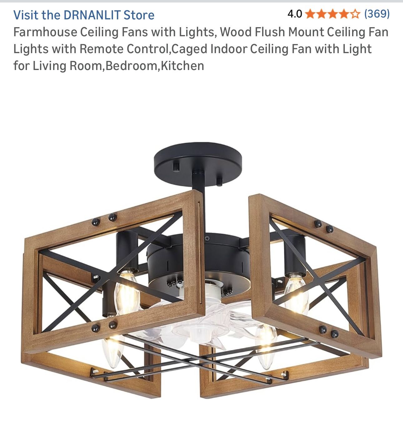 Farmhouse Ceiling Fan with Lights Mount Ceiling Fan Lights with Remote Control