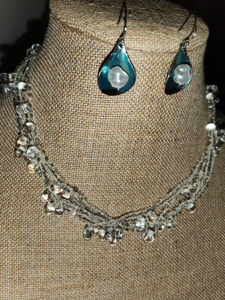 Mermaid Themed Necklace And Earrings Set