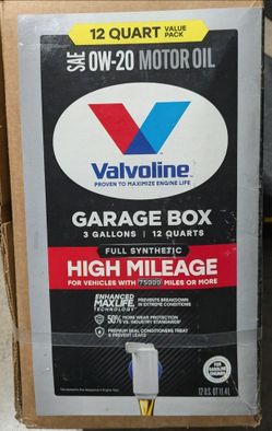 12quart garagbox SAE 0w-20 Valvoline MaxLife full synthetic oil