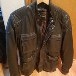 Heavy leather motorcycle jacket