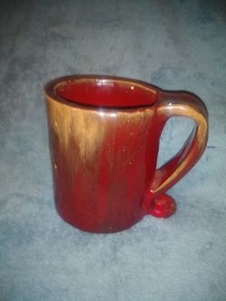 Red mug. Handmade