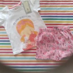 girls new with tags top and shorts age 18-24 months