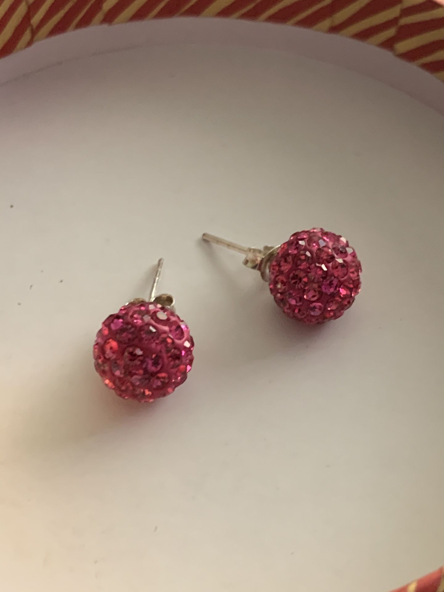 Silver pink earrings