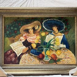 Hand-Painted Oil Painting Wooden Frame 45.5” X 33.5”