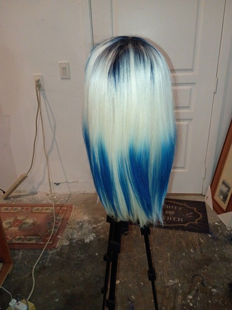 Blue And Blonde Wig