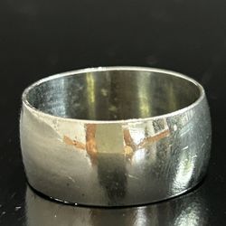  Ring Sterling Sliver Size 10 Wide Band Vintage Dome Chunky Thick Reflective 