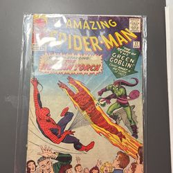 The amazing Spider-Man staring the human torch return of the green goblin October 17, 1964 Marvel comic book $.12