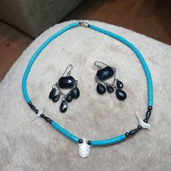 Turquoise Necklace WithTURTLE N BIRDS W/EARRINGS 20.00 
