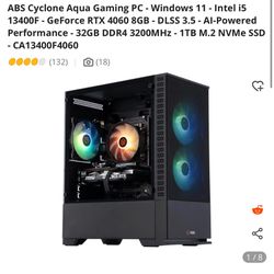 $550 tonight ABS Cyclone Aqua Gaming PC - Intel i5 13400F - GeForce RTX 4060 8GB - 3.5