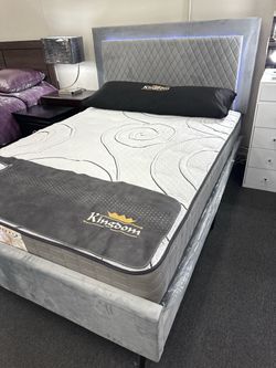 NEW Dark Gray CK Platform Bed w/ LED Light (Mattress is not Included)