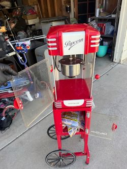 Nostalgia Popcorn Machine on Wheeled Cart