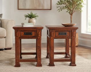 Ashley Cross Island Wood End Tables – Pair