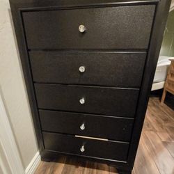 Black Dresser with Crystal Knobs 